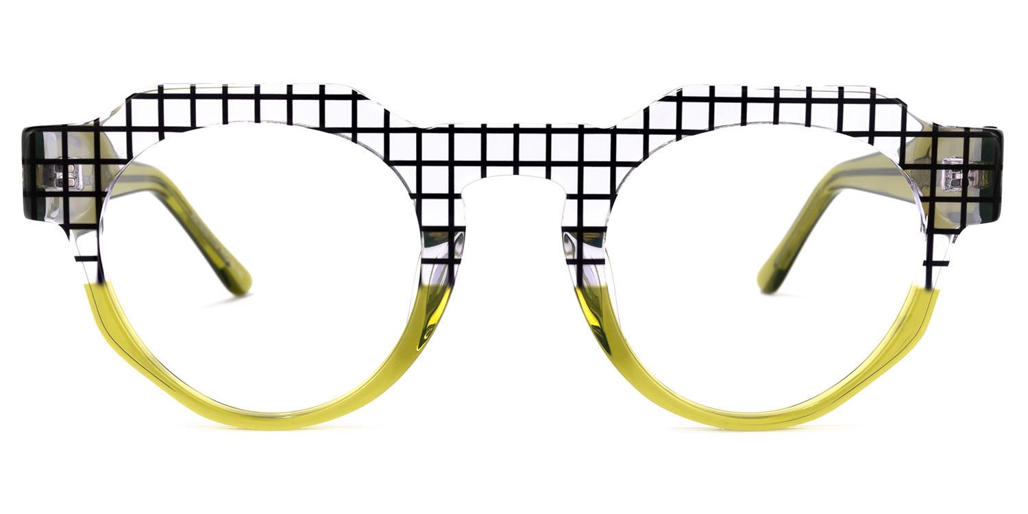 Annaisha - Round Olive Eyeglasses | Vooglam Angle View