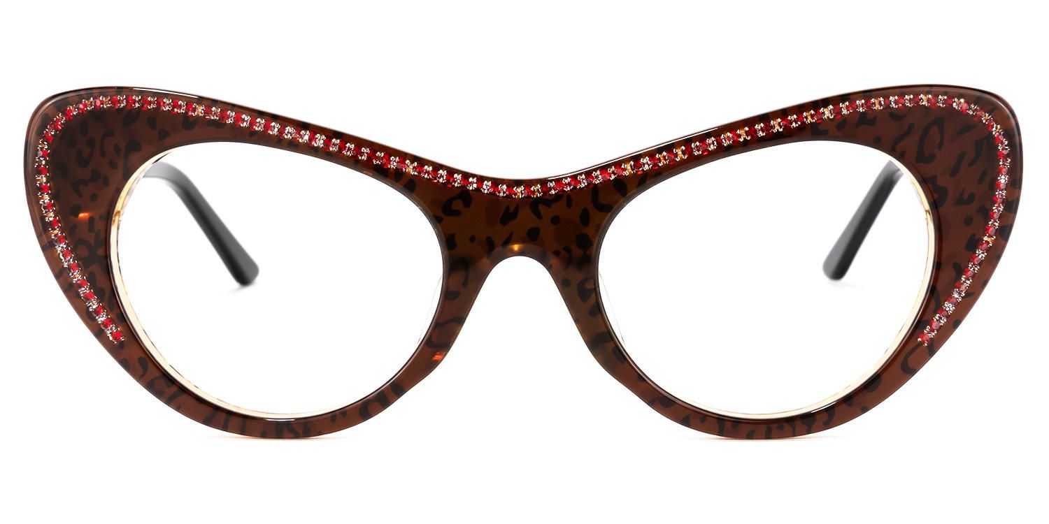Cat Eye Leopard Eyeglasses | Vooglam Angle View