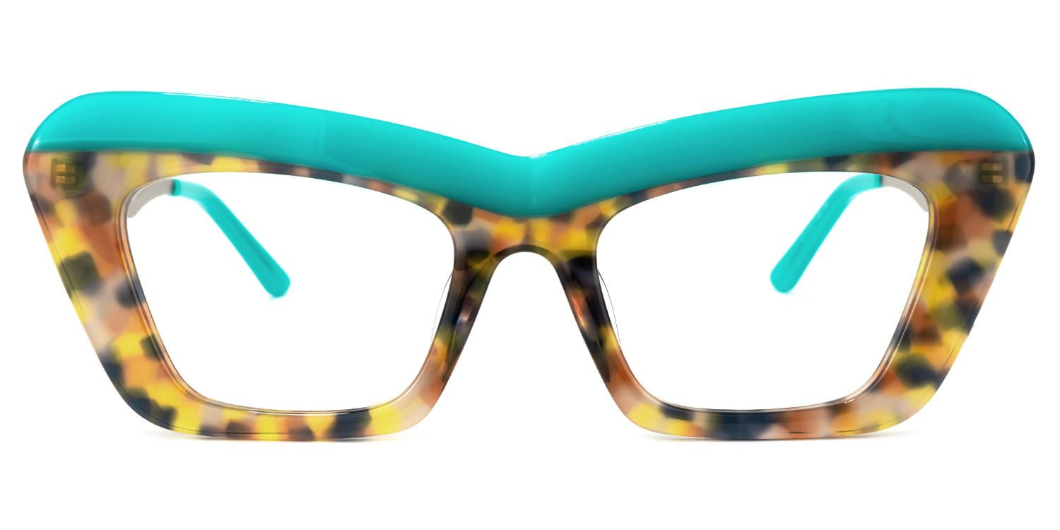 Dusica - Rectangle Turquoise Eyeglasses | Vooglam Angle View