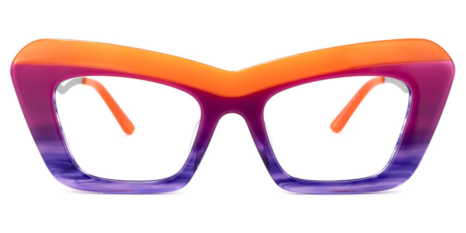 Dusica - Rectangle Orange Eyeglasses | Vooglam Angle View