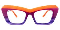 Dusica - Rectangle Orange Eyeglasses | Vooglam Angle View