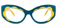 Cat Eye Peacock/Blue Eyeglasses | Vooglam.com Angle View