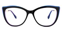 Cat Eye Blue Eyeglasses | Vooglam.com Angle View