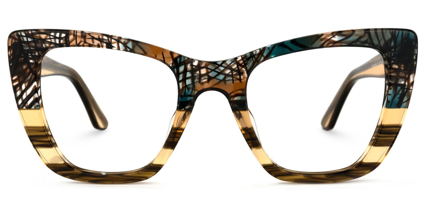 Jaina - Butterfly Champagne Eyeglasses | Vooglam Angle View