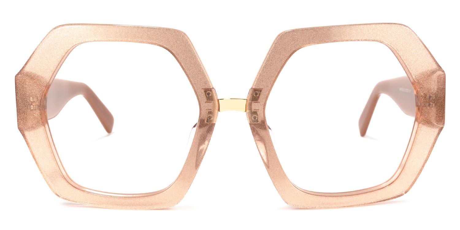 Geometric Champagne Eyeglasses | Vooglam.com Angle View