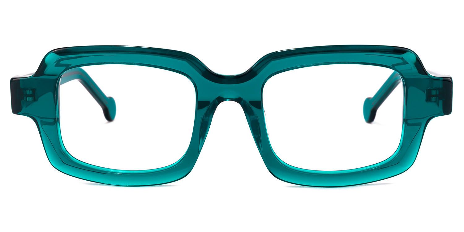 Rectangle Peacock/Blue Eyeglasses | Vooglam.com Angle View