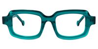 Rectangle Peacock/Blue Eyeglasses | Vooglam.com Angle View