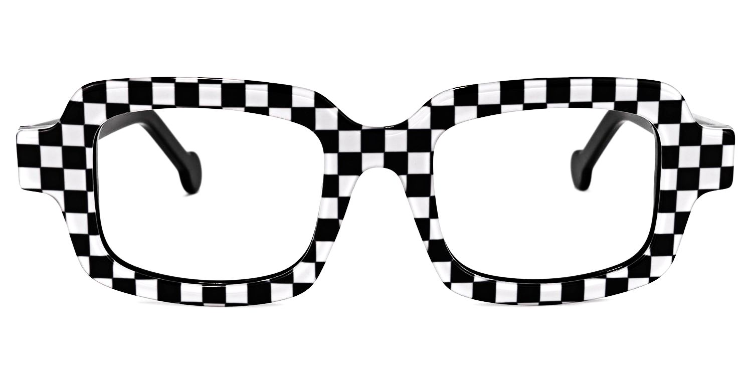 Roxy - Rectangle Black/White Eyeglasses | Vooglam Angle View