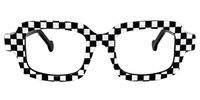 Roxy - Rectangle Black/White Eyeglasses | Vooglam Angle View