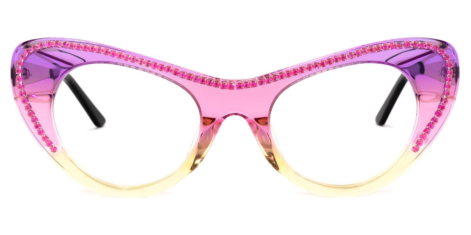 Cat Eye Pink Eyeglasses | Vooglam.com Angle View