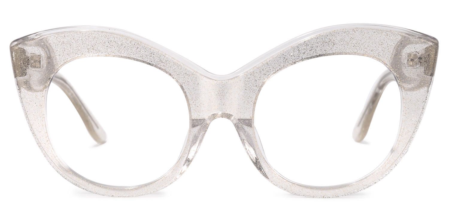 Cat Eye Crystal Eyeglasses by Vooglam.com - Angle View