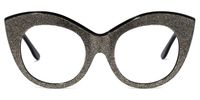 Cat Eye Black/Silver Eyeglasses | Vooglam.com Angle View