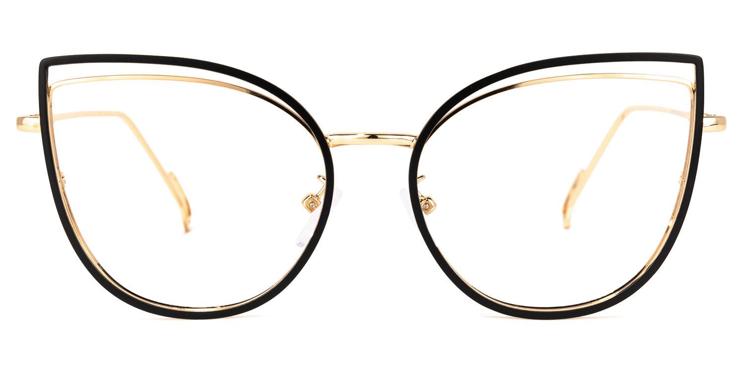 Pearline - Cat Eye Black/Gold Eyeglasses | Vooglam Angle View