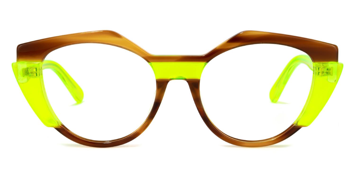Lenore - Geometric Yellow Eyeglasses | Vooglam Angle View