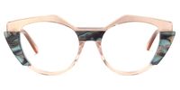 Lenore - Geometric Champagne Eyeglasses | Vooglam Angle View