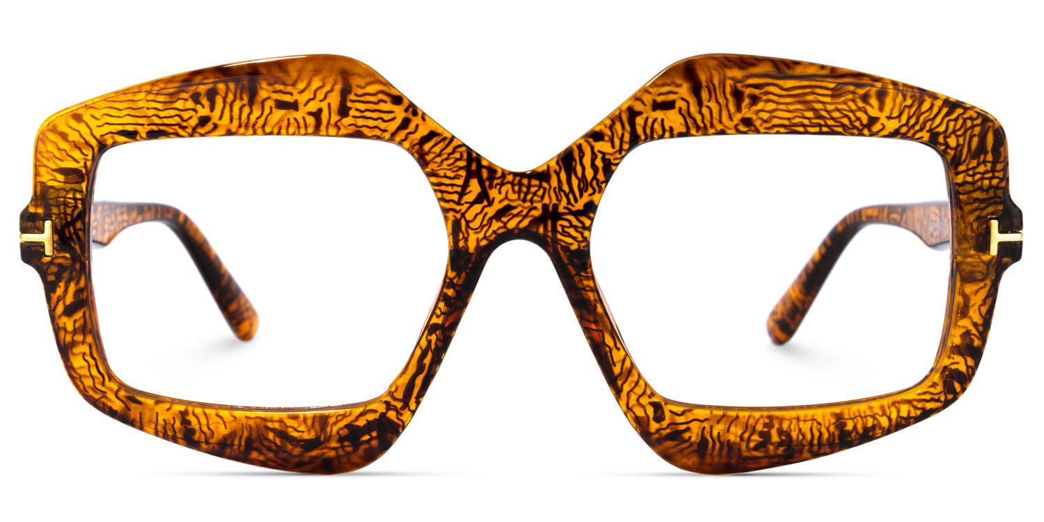Frame Size of Geometric Amber Eyeglasses | Vooglam.com