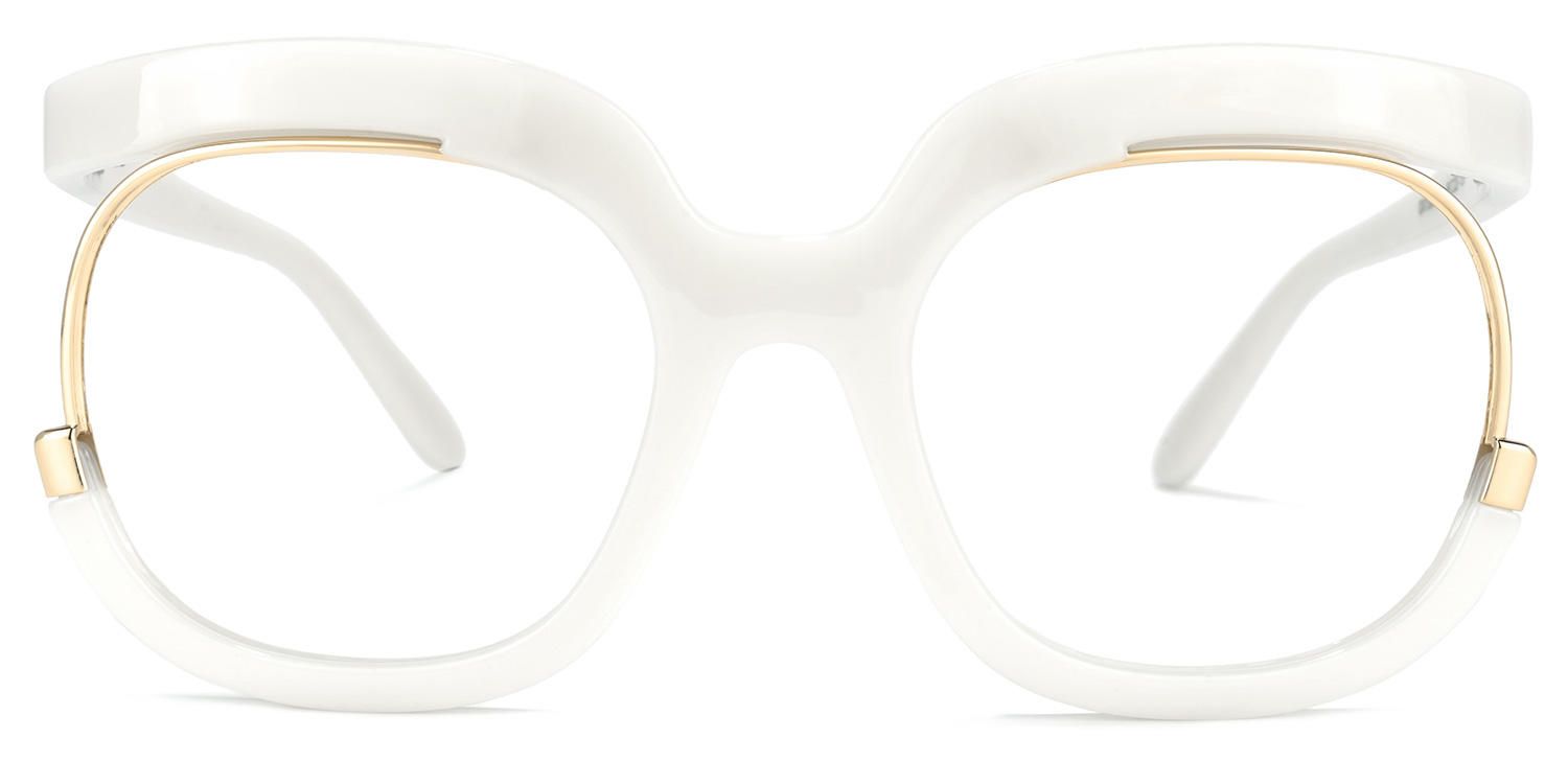 Fredia - Square White Eyeglasses | Vooglam Angle View