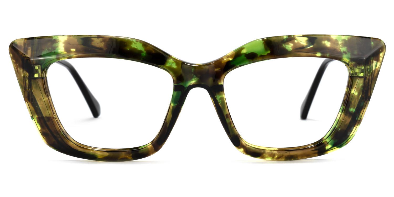 Walburga - Rectangle Green Tortoise Eyeglasses | Vooglam Angle View