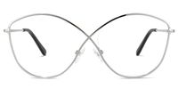 Iliana - Butterfly Silver Eyeglasses | Vooglam Angle View