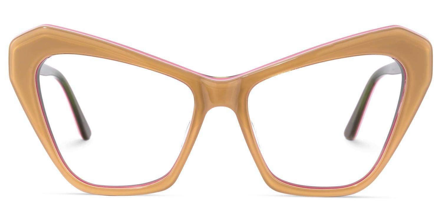 Cat Eye Cameo/Brown Eyeglasses | Vooglam.com Angle View