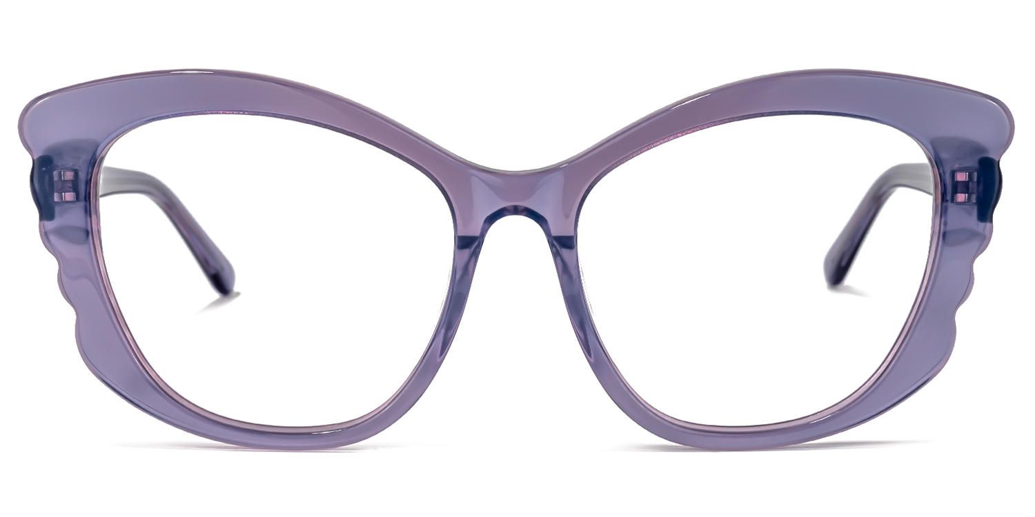 Geometric Purple Eyeglasses | Vooglam.com Angle View