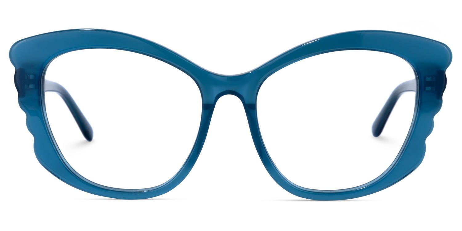 Geometric Blue Eyeglasses | Vooglam.com Angle View