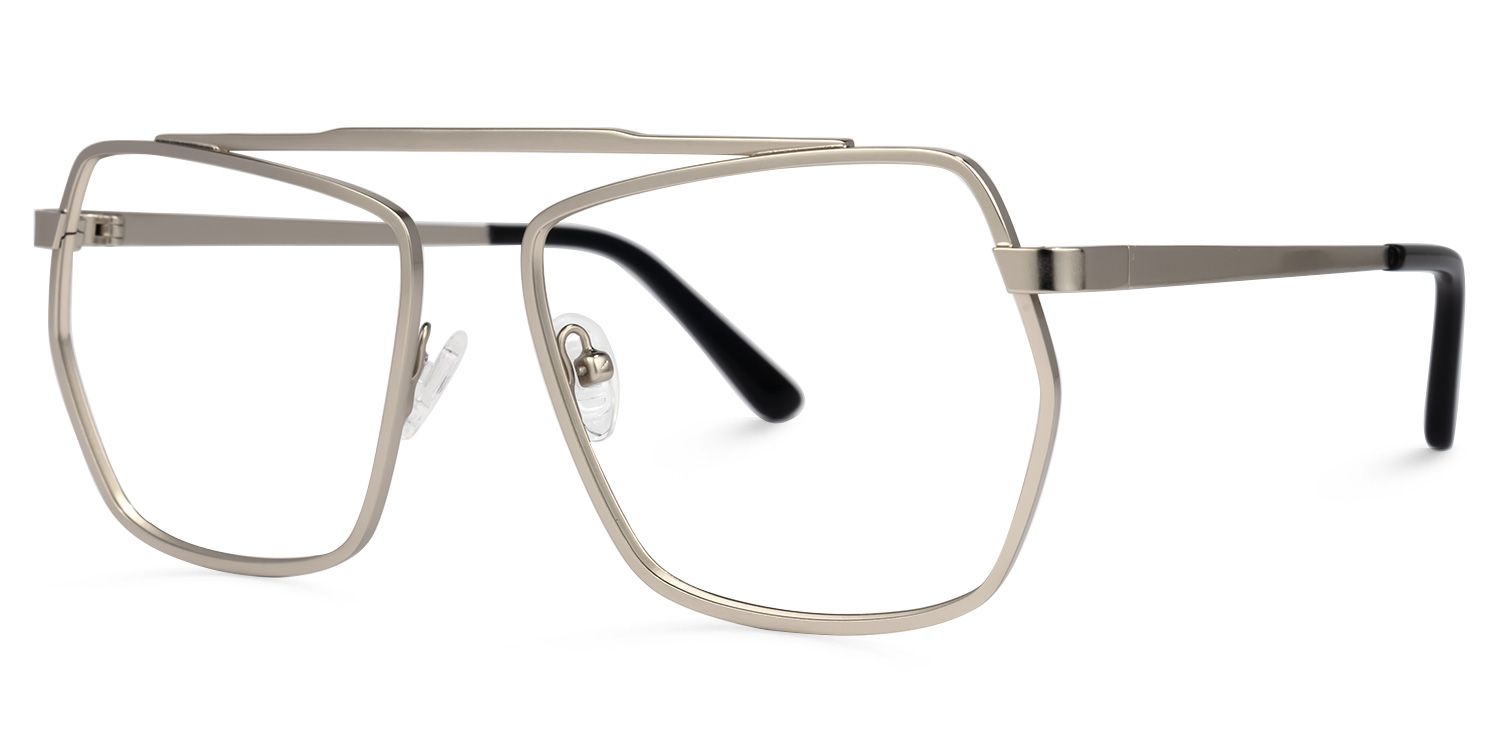 Alexa - Aviator Silver Eyeglasses | Vooglam Front View