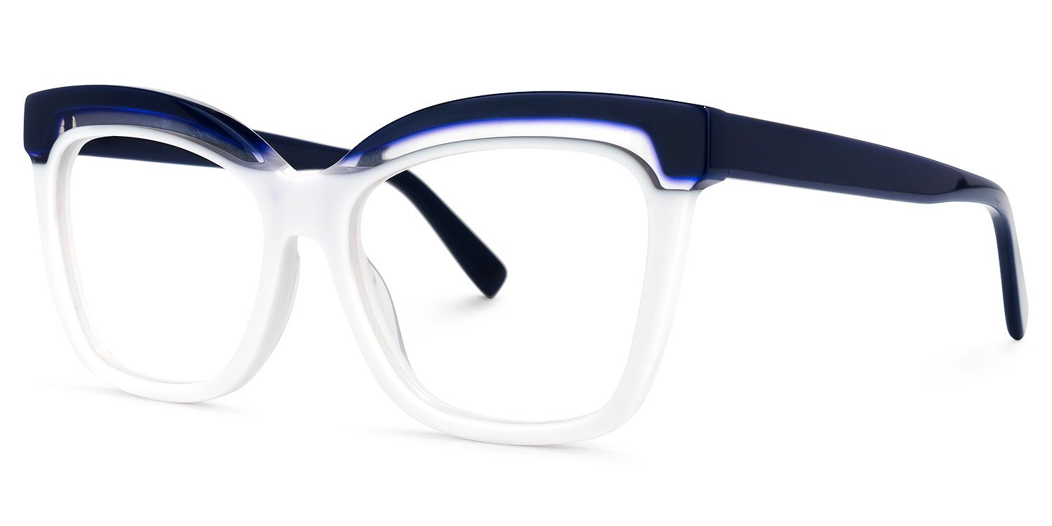 Square White Eyeglasses | Vooglam.com Front View
