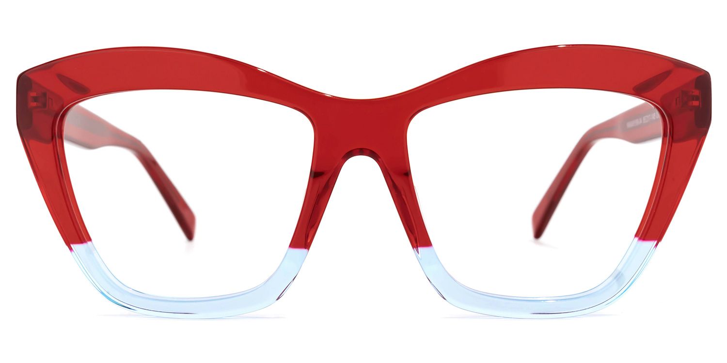Square Red Eyeglasses | Vooglam.com Angle View