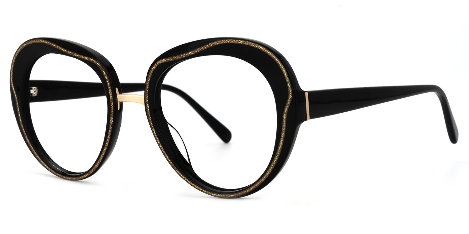Round Black Eyeglasses | Vooglam.com Front View