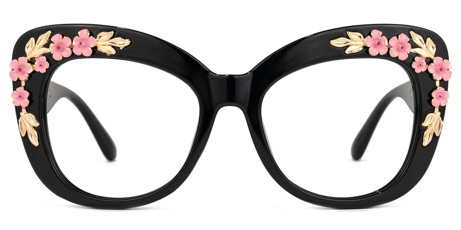 Bettina - Square Black Eyeglasses | Vooglam Angle View