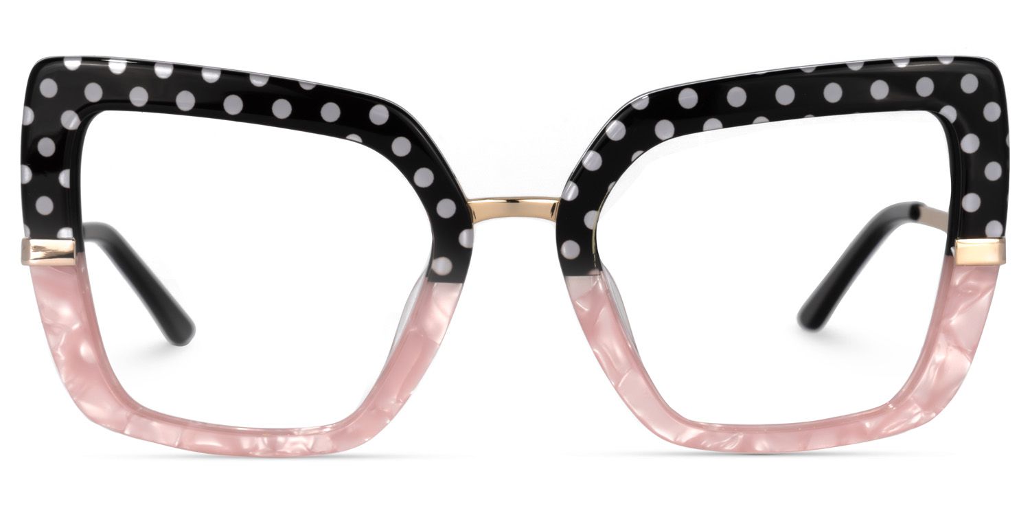 Shavan - Square Black/Pink Eyeglasses | Vooglam Angle View