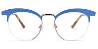 Browline Blue Eyeglasses | Vooglam.com Angle View