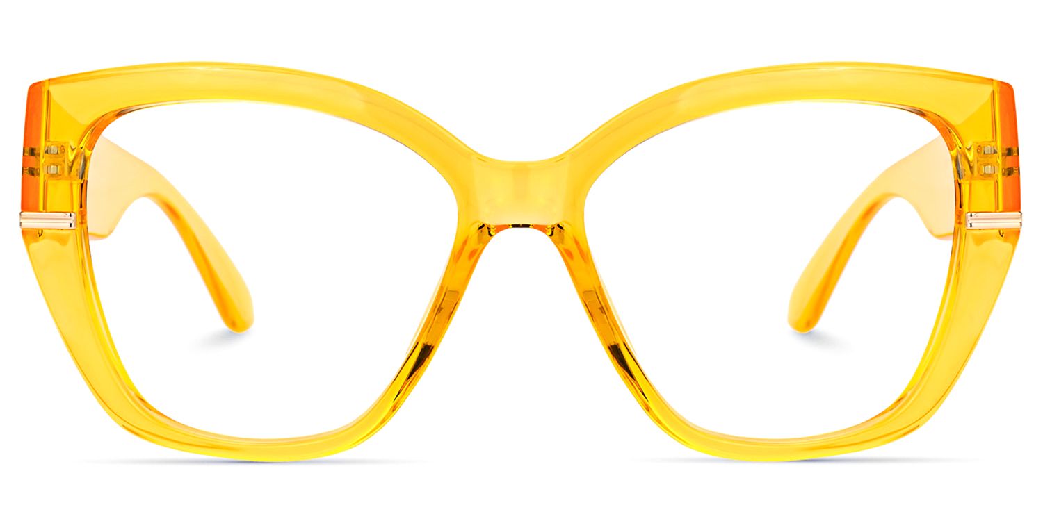 Gustavo - Cat Eye Yellow Eyeglasses | Vooglam Angle View
