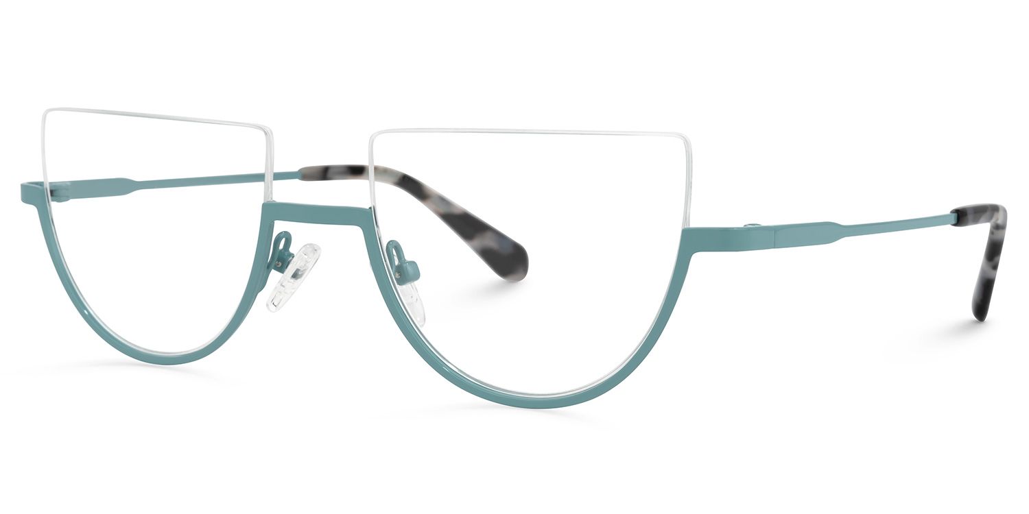 Migdalia - Geometric Blue Eyeglasses | Vooglam Front View