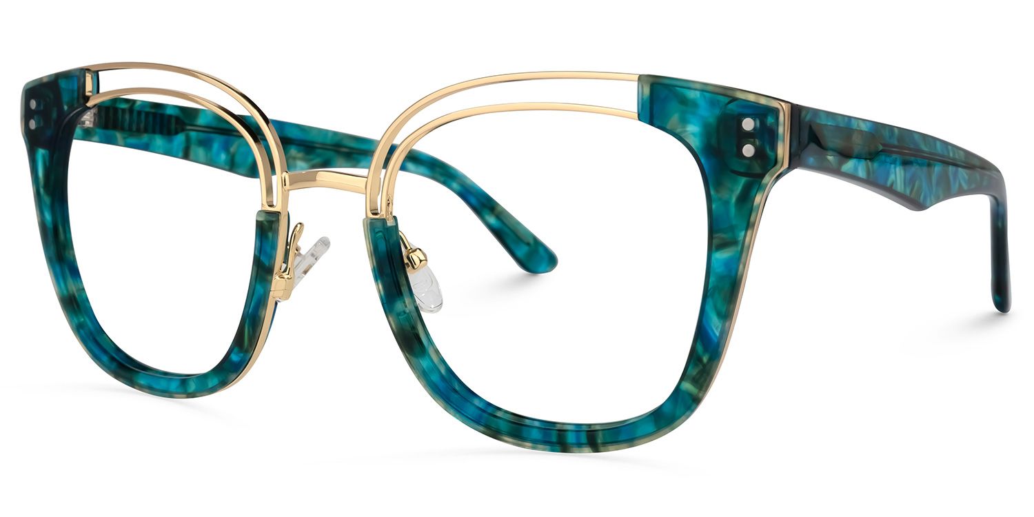 Square Blue Eyeglasses | Vooglam.com Front View