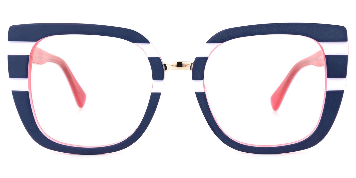 Square Dark/Blue Eyeglasses | Vooglam.com Angle View