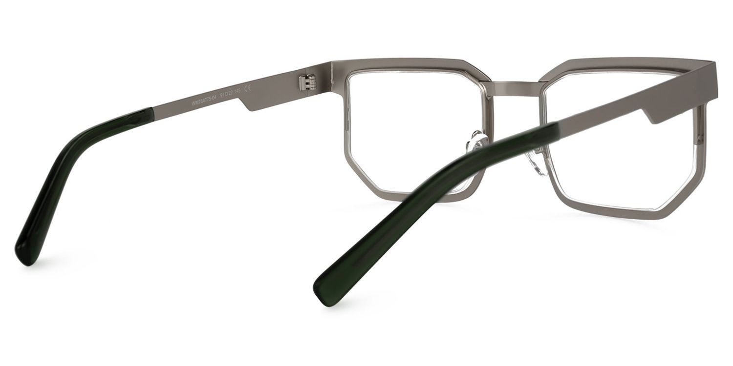 Resa - Silver Glasses with Retro Eclectic Design by Vooglam - Side View
