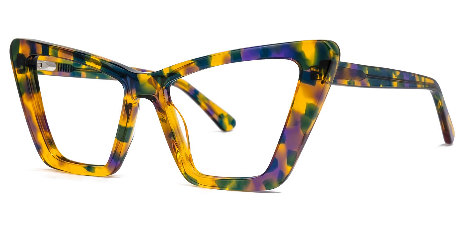 Khin - Cat Eye Green/Floral Eyeglasses | Vooglam Front View