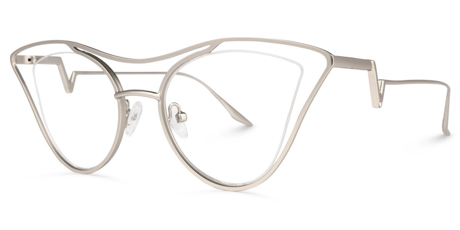 Janis - Aviator Silver Eyeglasses | Vooglam Front View