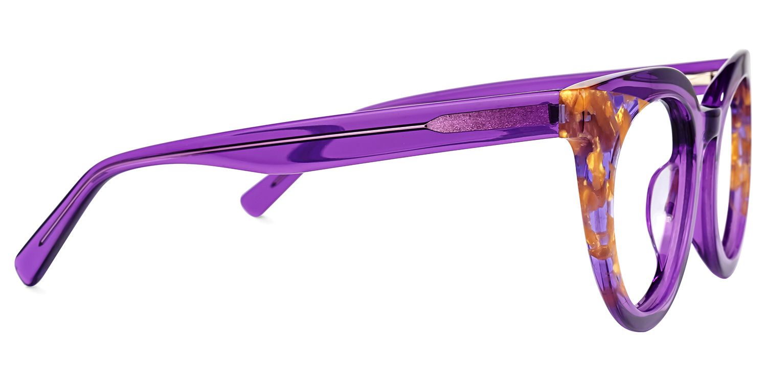 Elmore - Round Purple Eyeglasses by Vooglam - Product View 4