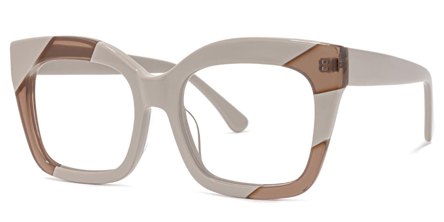 Terrie - Square Cameo/Brown Eyeglasses | Vooglam Front View
