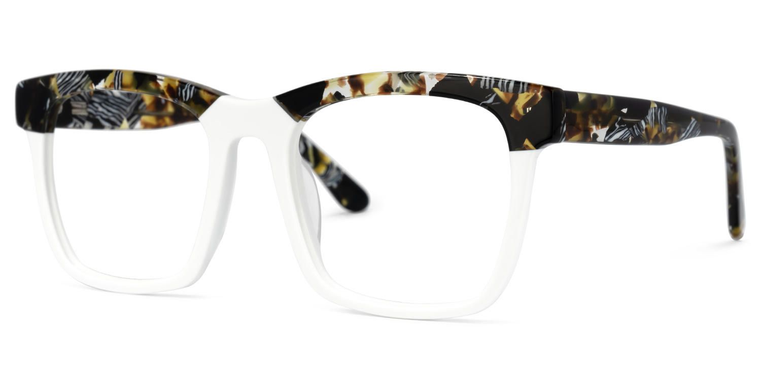 Rectangle White Eyeglasses | Vooglam.com Front View