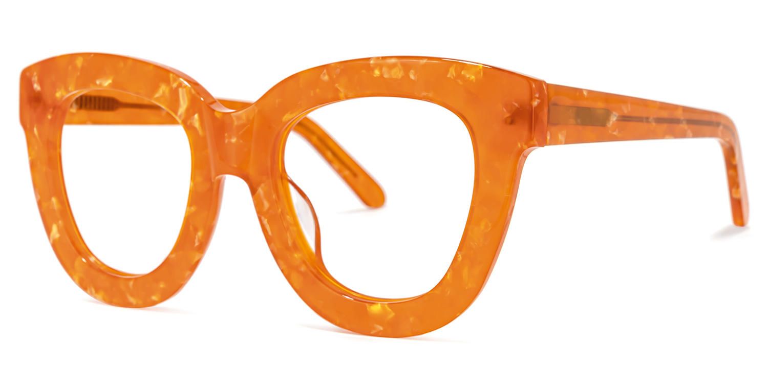 Jerrie - Round Orange Eyeglasses | Vooglam Front View