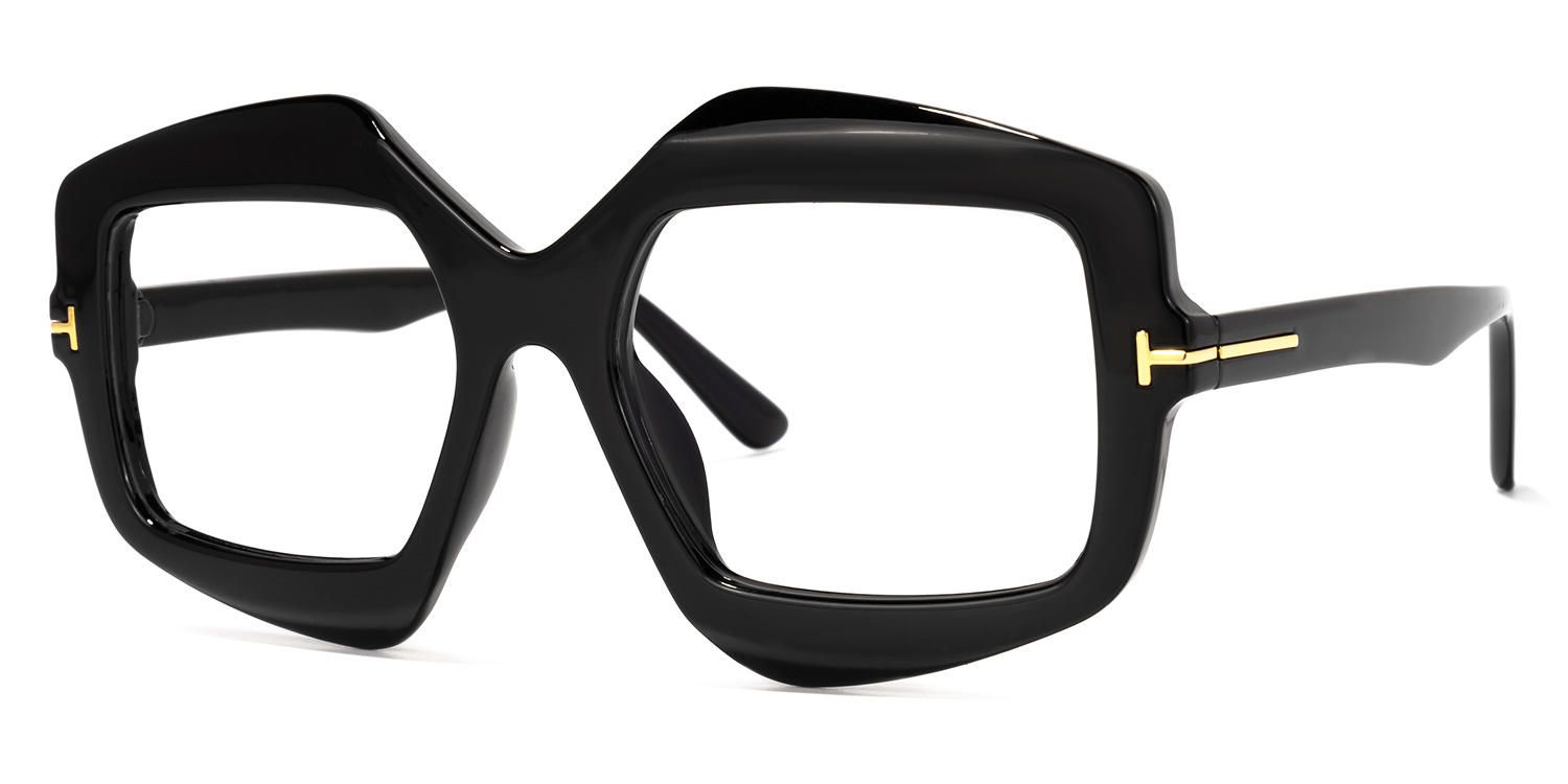 Geometric Black Eyeglasses | Vooglam.com Front View