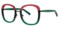 Square Green/Red Eyeglasses | Vooglam.com Front View