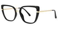 Declan - Bold Black Glasses Gold Accent Temples | Vooglam Front View