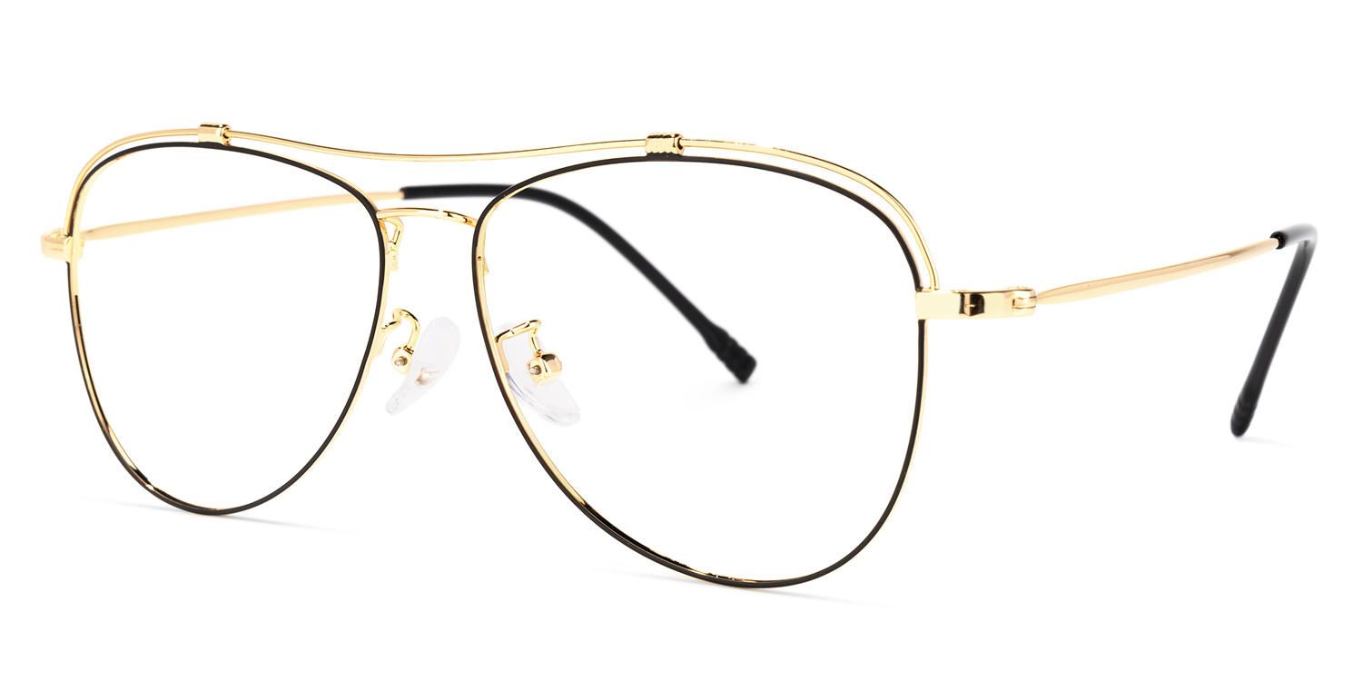 Aviator Black/Gold Eyeglasses | Vooglam.com Front View