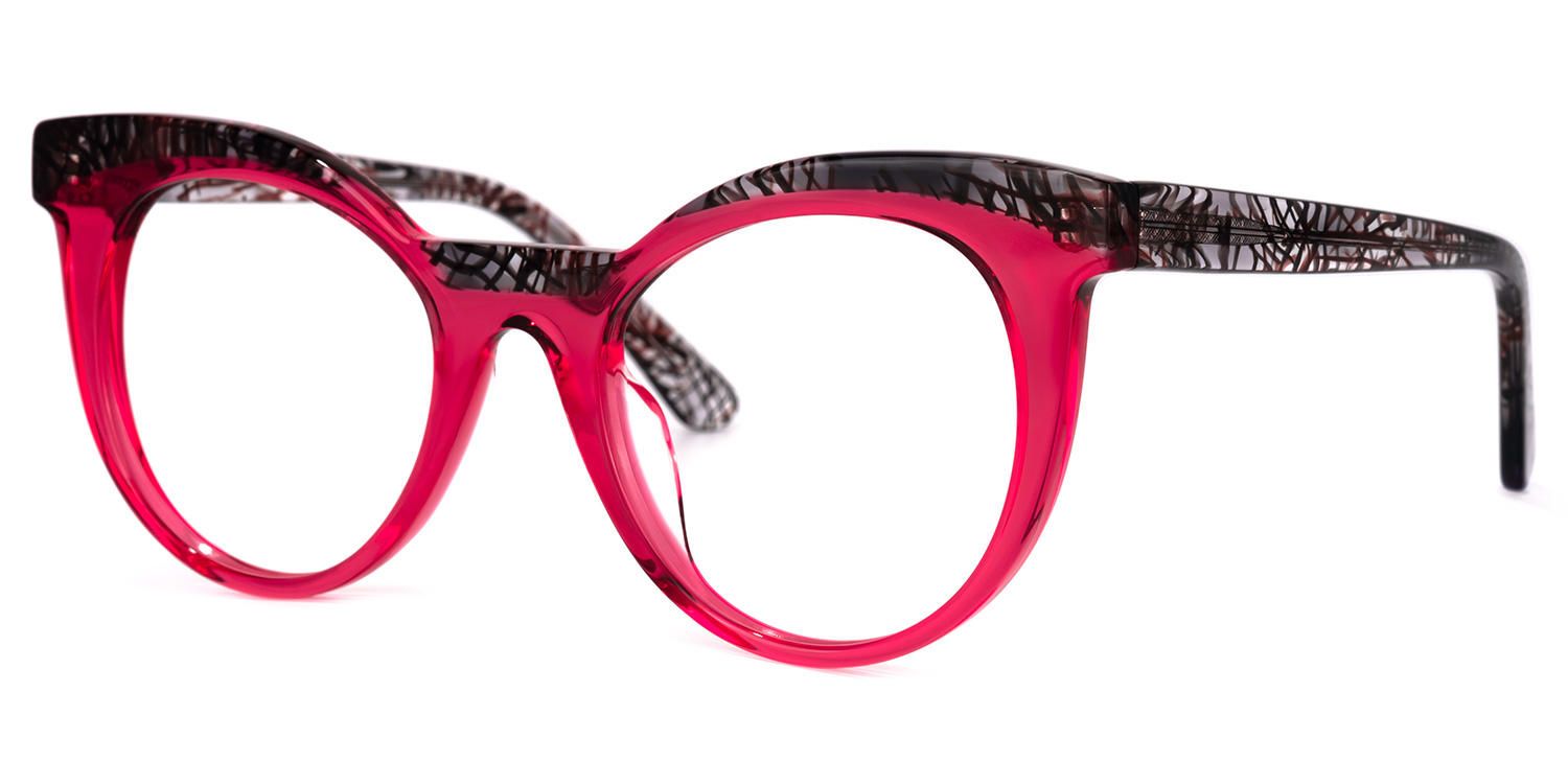 Cat Eye Bright/Pink Eyeglasses | Vooglam.com Front View