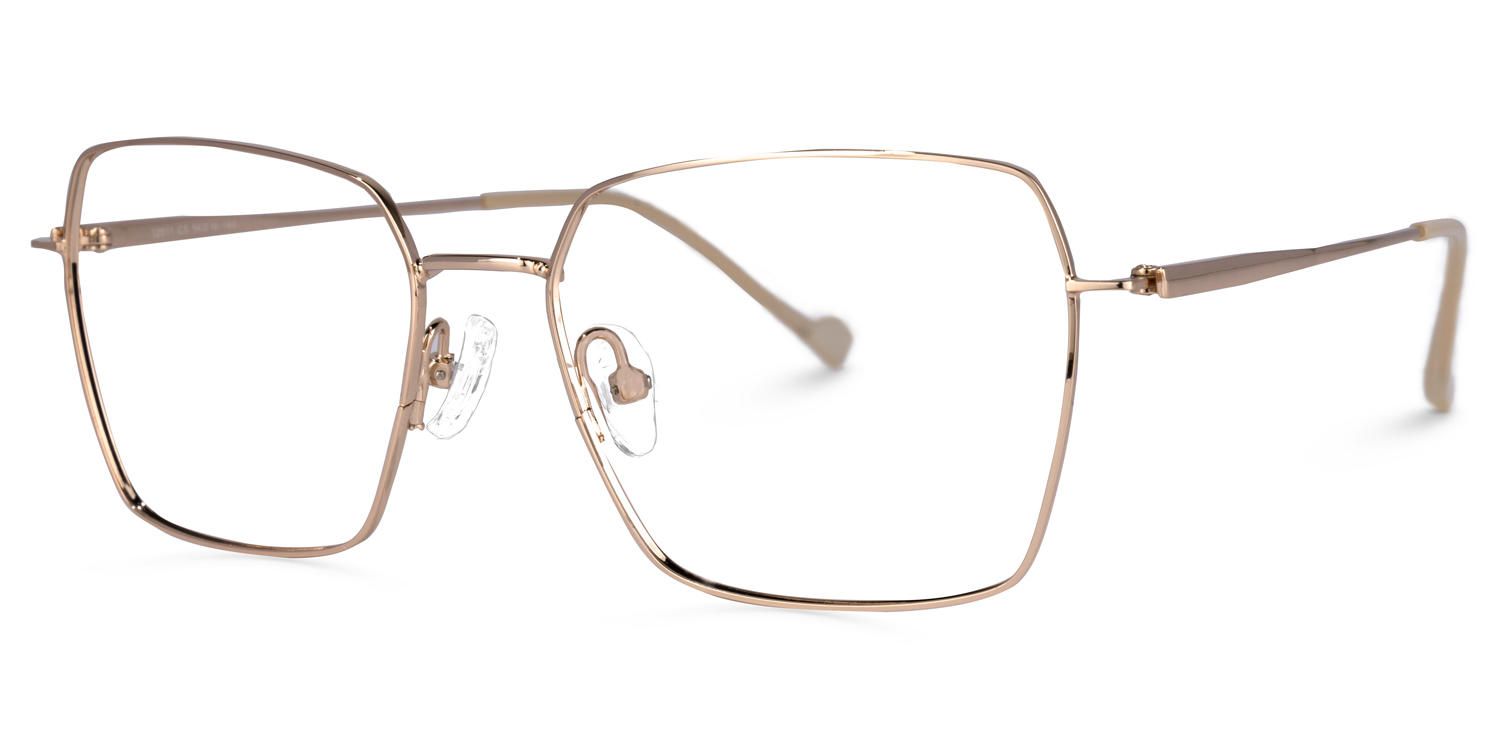 Rectangle Rose/Gold Eyeglasses | Vooglam.com Front View